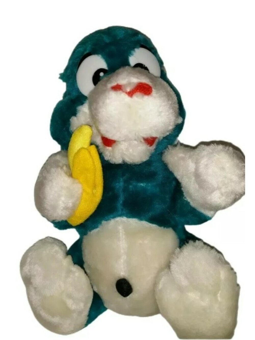 Nanco Blue Aqua White Monkey sitting holding a banana 9" 1994 Plush Stuffed